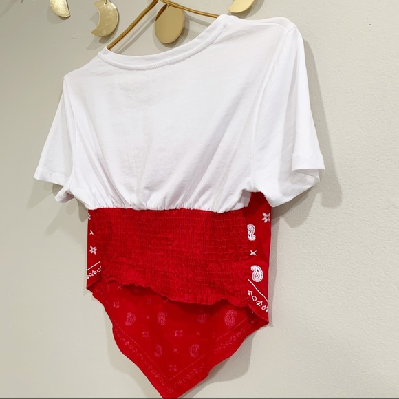 Zara TRF Bandana T-Shirt. Red & White. Size Medium - Picture 7 of 8
